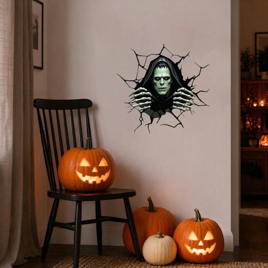 Halloween Wall Stickers, Self Adhesive Vinyl Decals, Waterproof Removable Wall Decals for Halloween Party Home Store Wall Decor