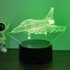 Fighter aircraft 3D night light, 3D optical illusion light with touch, bedroom 7-color color changing ambient light