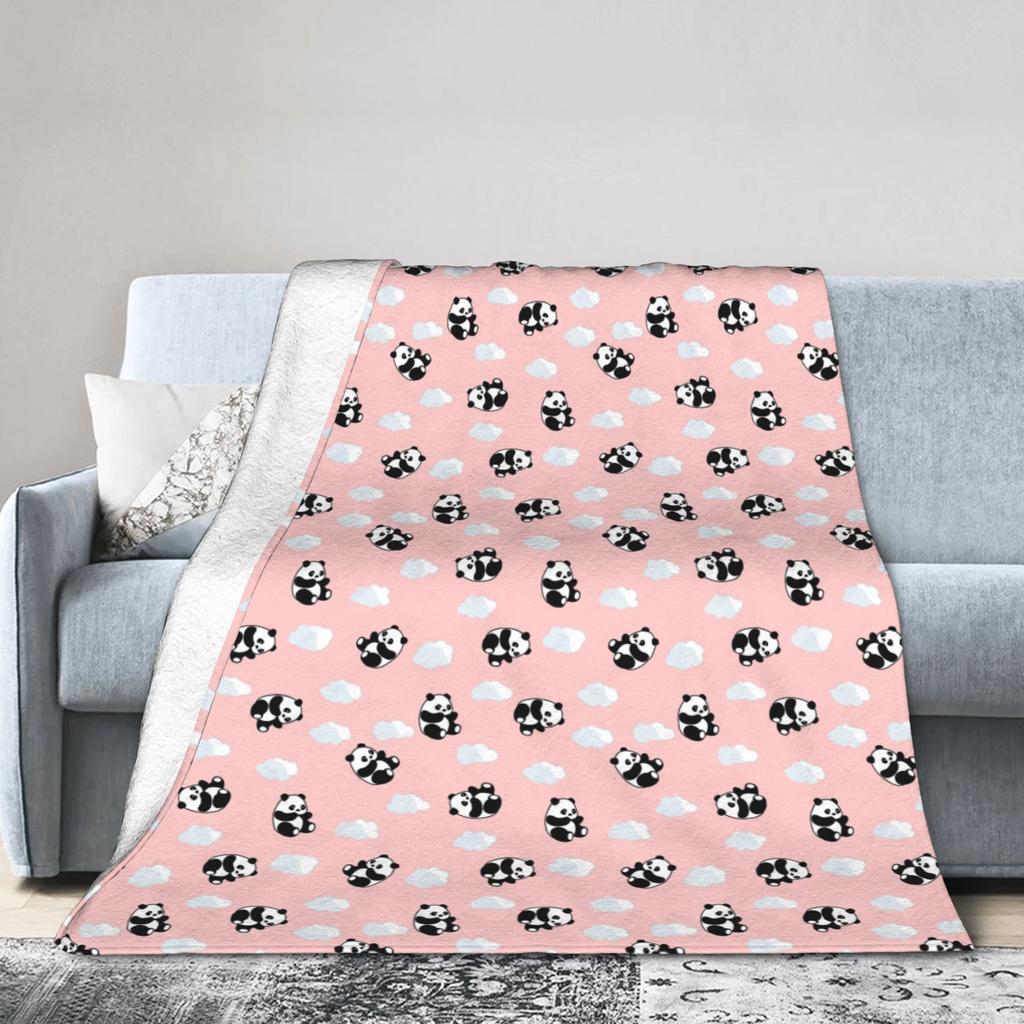 Panda Love Animal Fleece Throw Blankets Valentine's Day Blankets for Bed Office Super Soft Bedspread