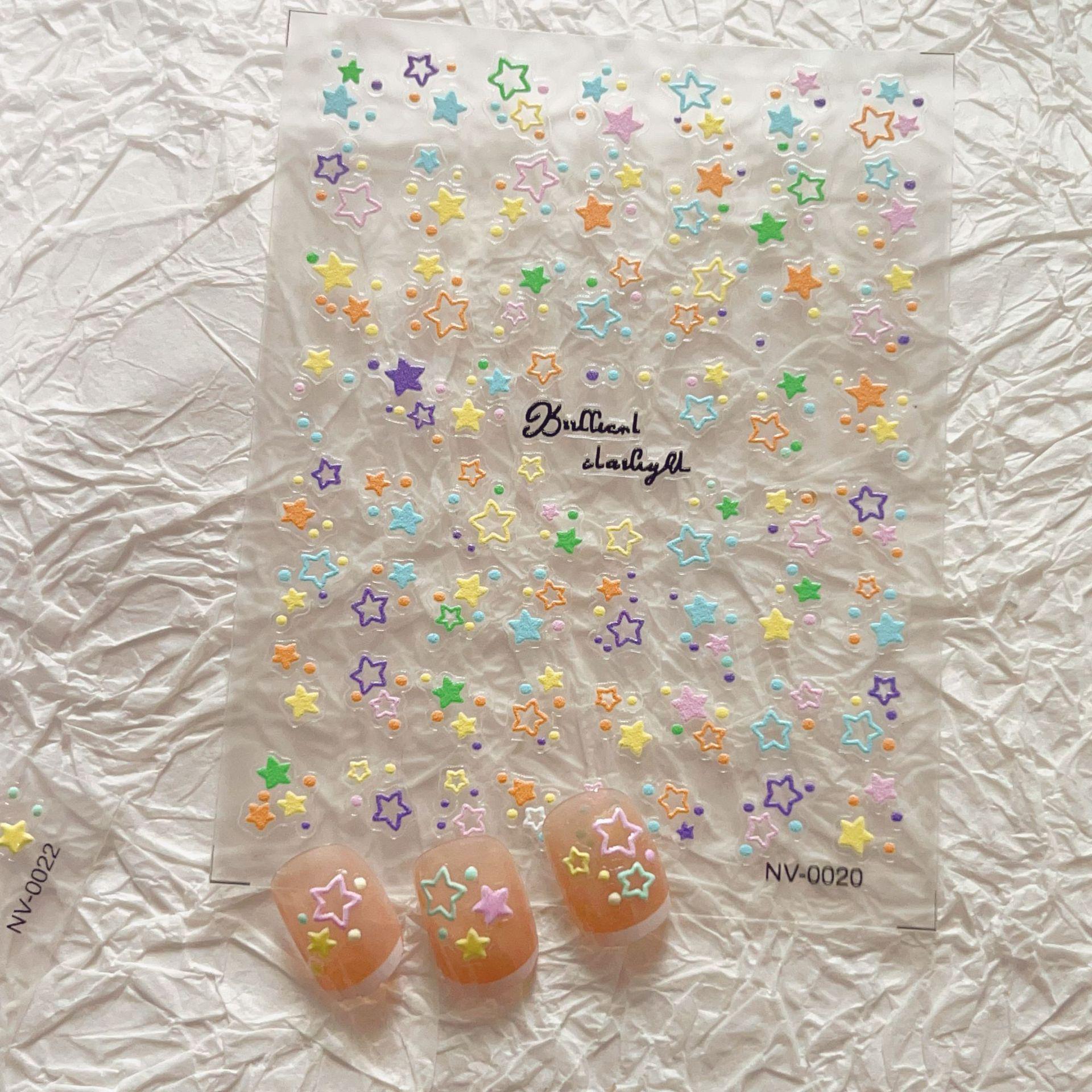 Dopamine Star Laser Nail & Phone Stickers: Colorful DIY Decor