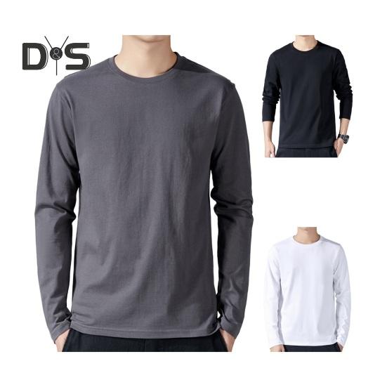 Men Sport Top Loose Pure Color Round Neck Bottoming Clothes Long Sleeves Homewear Gym Running Basketball T-shirt