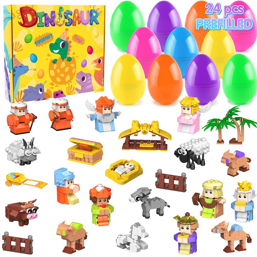 Ostereier Spielzeug - Bedruckte Plastik-Öffnungseier mit DIY-Hasen Gashapon Geschenken