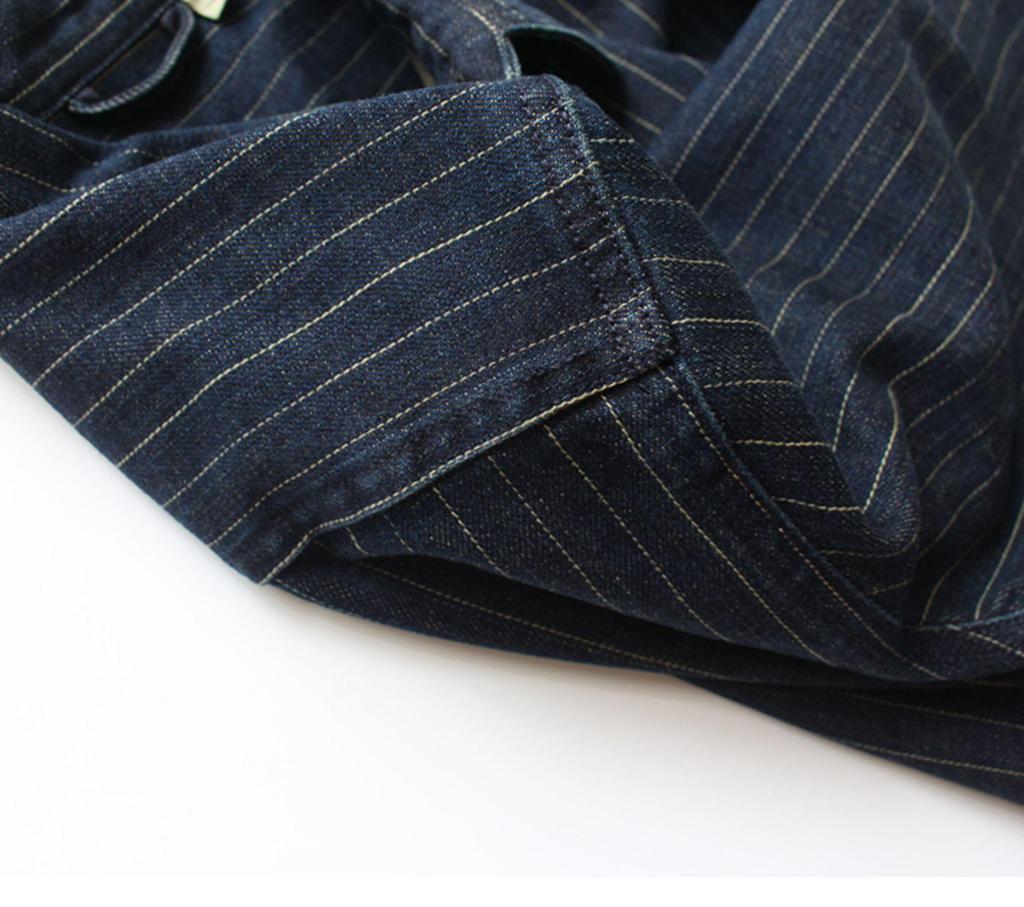 Men's Casual Retro Striped Denim Shirt Jacket - Long-Sleeved, Loose Fit for Spring and Autumn