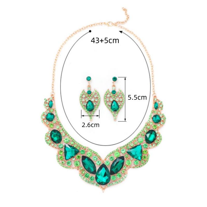 Crystal Necklace Earrings Set Vintage Bridal Jewelry for Brides Wedding Party Costume Accessories