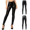 Women Patent Leather Front Zipper High Waist Leggings Wet Look Shiny Tights for Street Club Rave Party Stage Performance