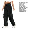 Women Cargo Pants Elastic High Waist Adjustable Drawstring Long Pants with Multi Pockets Wide Leg Design Solid Color Casual Pants