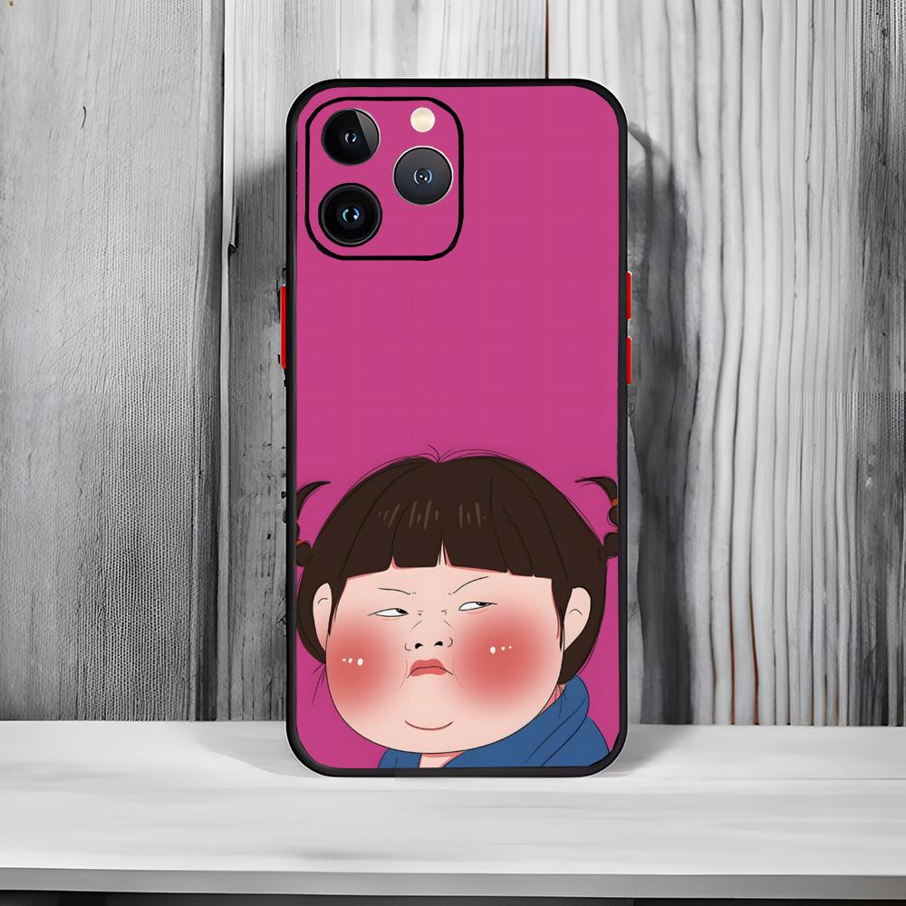 Coque de téléphone fille mignonne et originale Noir Mat Mince Coque de téléphone Pour iPhone17 16 15 14 13 ProMax