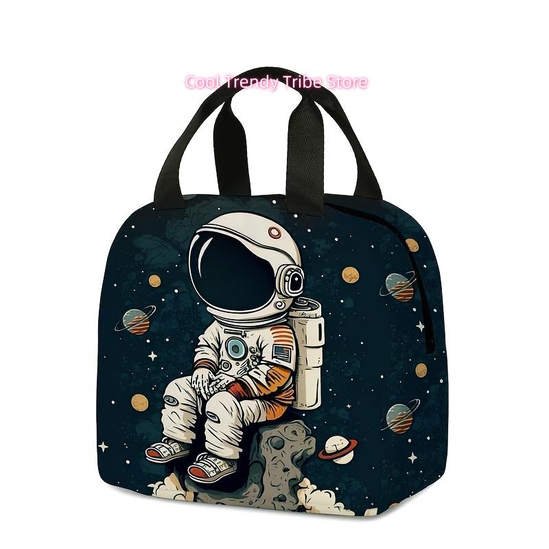 Cosmonaut 3D Printed Canvas Meal Bag for Unisex, Handbag Ice Bag Lunch Multi Functional Meal Insulation Meal (Non-Fo
