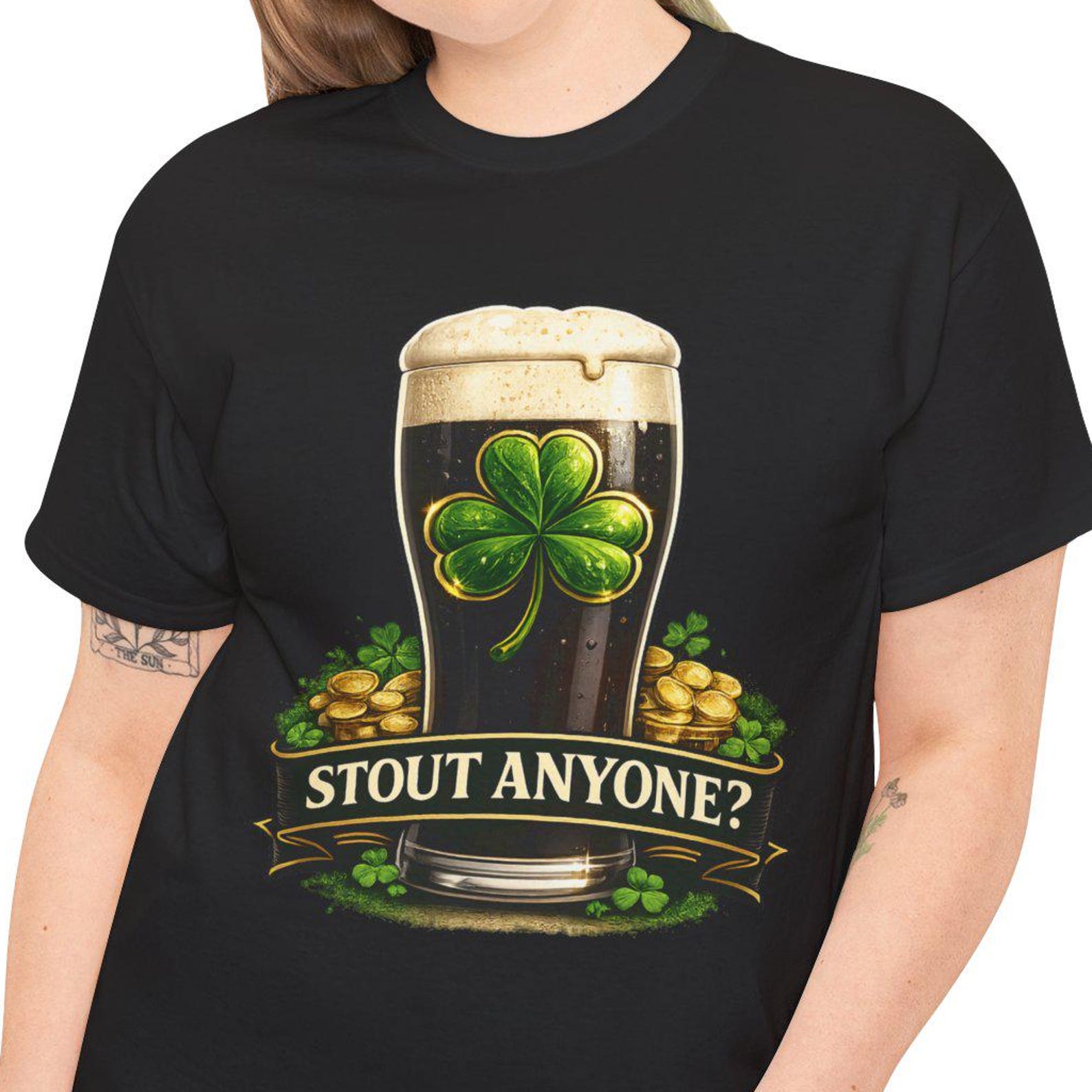 Stout Anyone? Stout Glass Tee | Shamrock, Gold Coins, St. Patrick s Day 2XL
