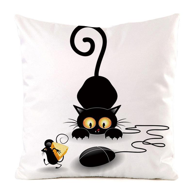 Creative Cartoon Black Cat Digital Printing Short Plush Pillow Covers For Car Sofa Office Cushion Cover Home Goods 60X60Cm
