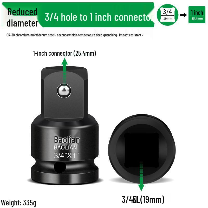 Heavy Duty Chrome Moly Steel Socket Adapter for 1/2 to 3/4-inch or 1-inch Ratchet Wrenches