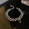 Women Exaggerated Fashion Personality Rhinestone Butterfly Cross Bracelet Hand Jewelry