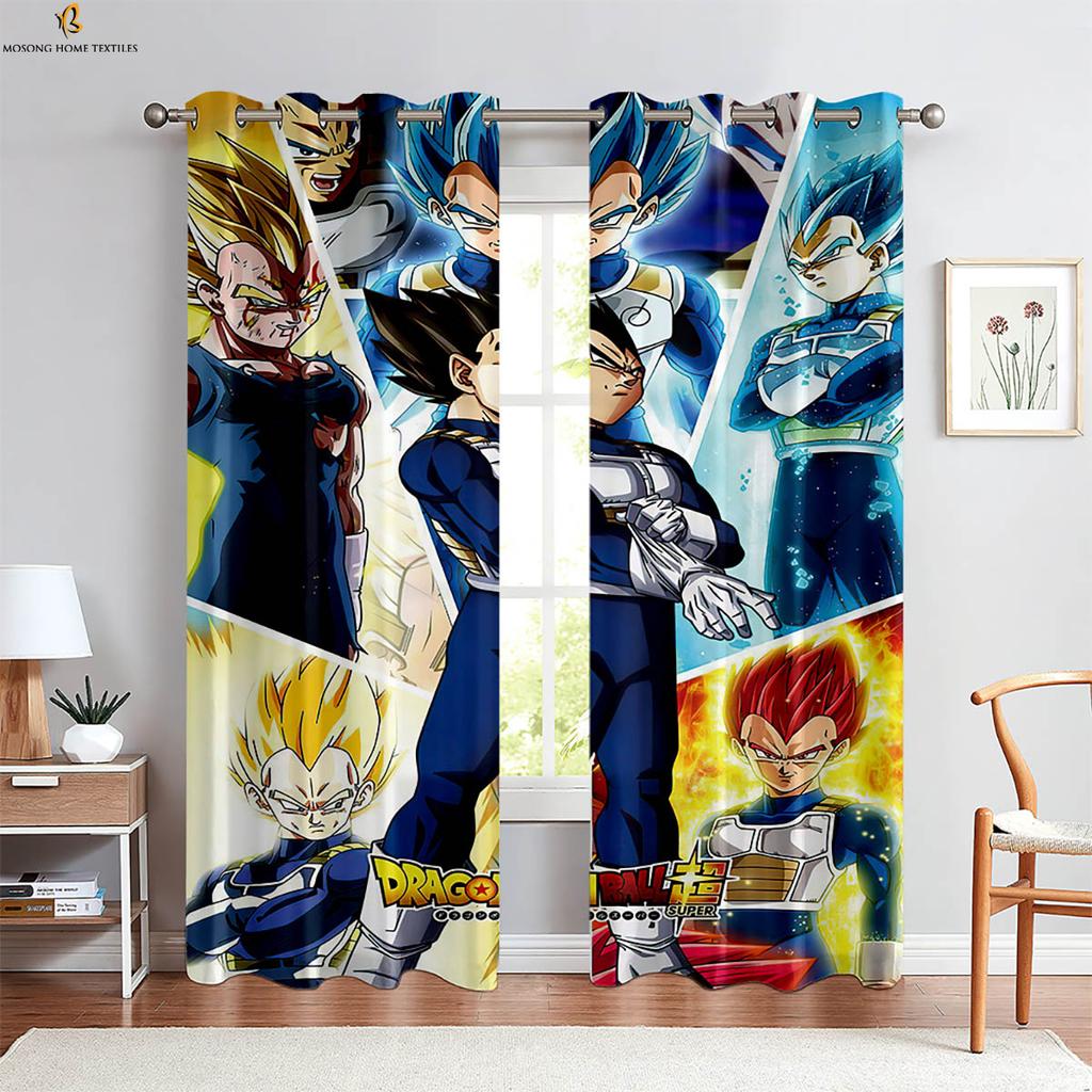 -Blooded Anime Cartoon Printed Curtains Boys And Girls Room Dormitory Decorative Curtains Easy To Wash And Care 2 Pieces