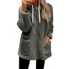 Fall Casual Oversized Fleece Hoodie Women Long Sleeve Zip Up Pullover Hooded Sweatshirt Jacket