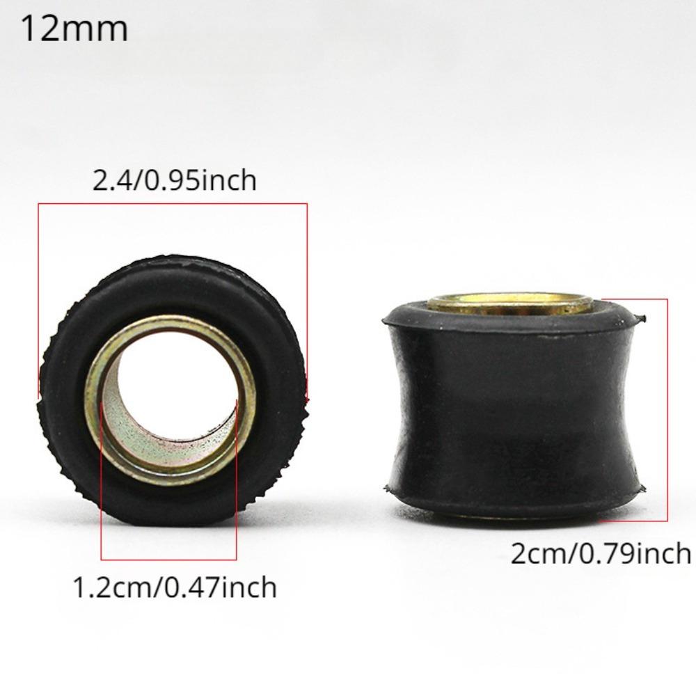 Motorcycle Shock Absorber Bushing - Rubber Cushion Damper for Electric Bikes and Motorcycles - 10mm/12mm Inner Diameter - Black