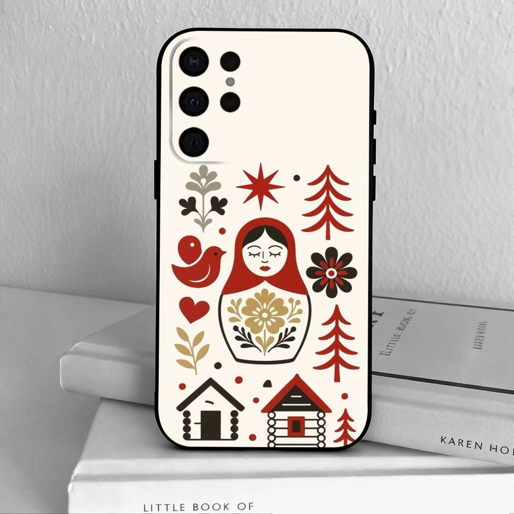 R-Russian Art M-Matryoshka   Phone Case For Samsung S25,S24,S21,S22,S23,S30,Ultra,S20,Plus,Others Soft Black Case