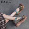 Genuine Leather Women Sandals Round Toe Increased Height Casual Shoes Fashion Comfortable Thick Bottom Shoes