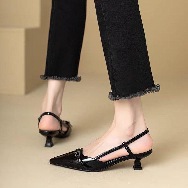 Women Pointed Toe Mid Heel Party Shoes Sandals Designer Summer Pumps Slingback Casual Dress Slippers