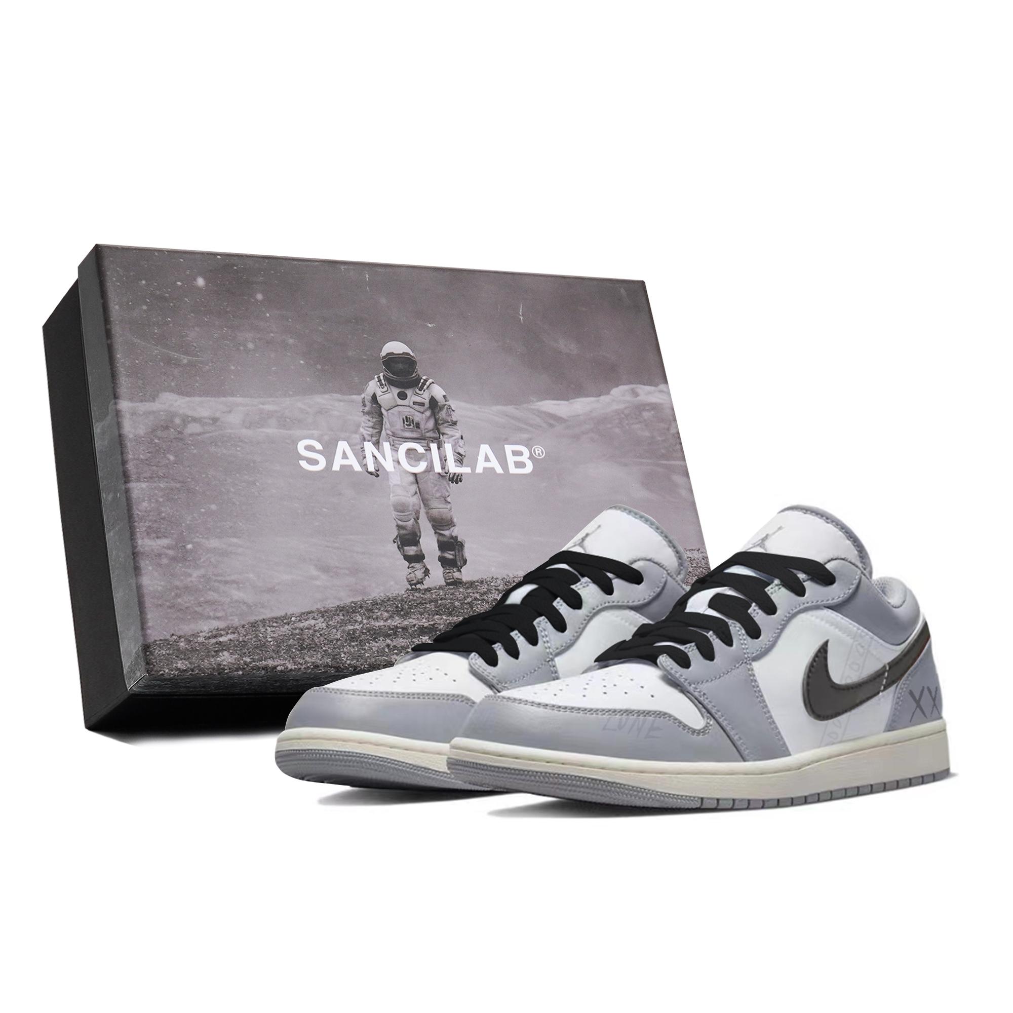 

Jordan Air Jordan 1 Third Lab, Xingji Exploration Low top Vintage Basketball Shoes Men s Gray 553558-053(TeamP-) 44.5