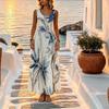 Women's U-Neck Sleeveless Lightweight Flowy Maxi Dress Fashion Beach Vacation Dress for Daily Wear,Summer,Spring Layering