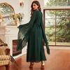 Îmbrăcăminte de damă Verde închis Șifon Franjuri Mânecă clopot Croială slim Rochie musulmană