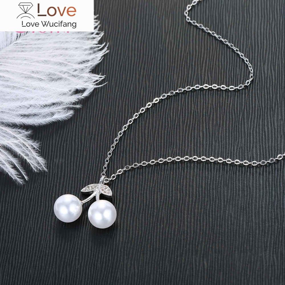 925 Sterling Silver Pearl Cherry Design Pendant Necklae Women Fashion Jewelry Drop Shipping Promotion New Arrival Girl Gift