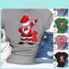 Women Santa Claus Dabbing Print T-shirt Soft Comfortable Christmas Short Sleeve Tee