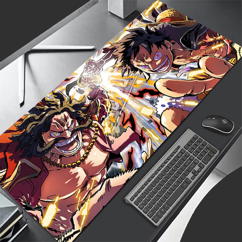 Japan Cool Anime Mouse Pad PC White Gamer Cabinet Keyboard Rug Laptop O-one P-piece L-Luffy 5 Gear Mousepad XL Extended Desk Mat