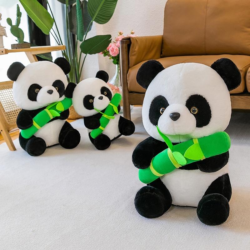 Cute Panda Plush Toy, Long Fur Soft Stuffed Animal, 30cm/55cm Height, Pp Cotton Filling