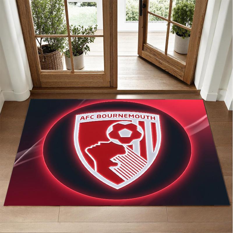 Bournemouth Football Design Crystal Velvet Rug Soft Decorative Mat for Bedroom Entrance