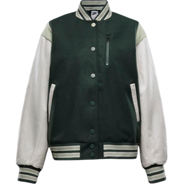 Nike Color Block Single-Breasted Loose Long Sleeve Jacket Women Jackets Green FN3672-338