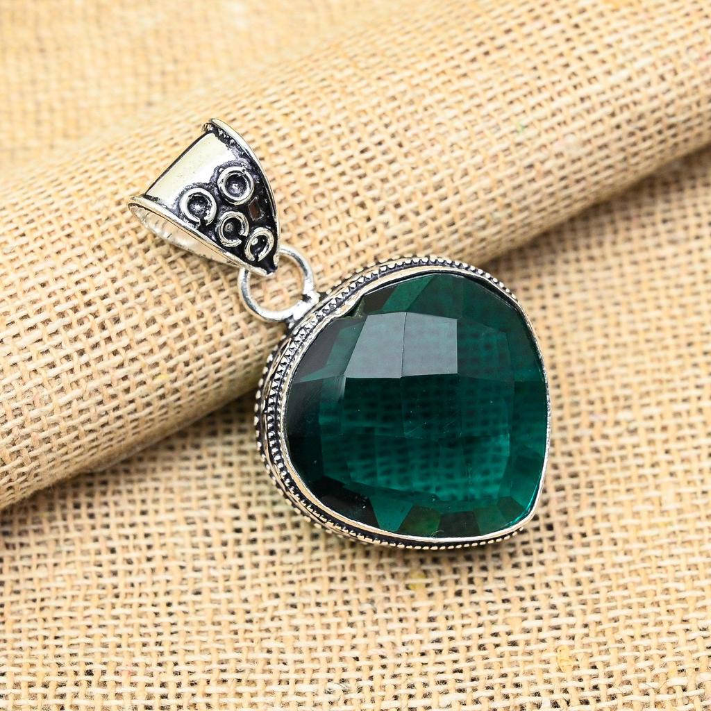 Dazzling Indicolite Gemstone Handmade 925 Solid Sterling Silver Pendant Jewelry For Her