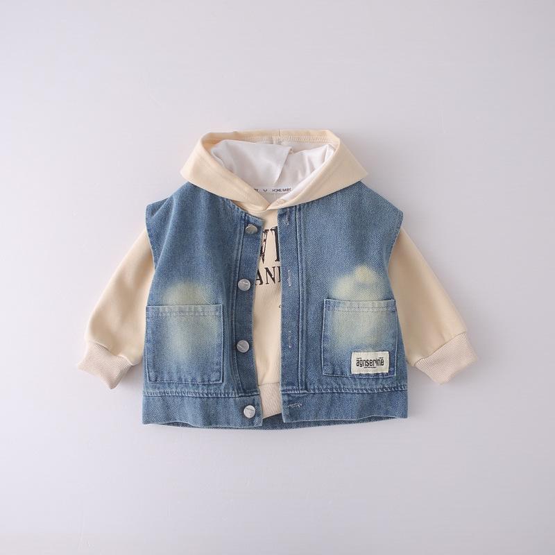 Koreanischer Stil Jungen Frühling/Herbst 2026 Jeansweste 3-teiliges Set - Cooles und hübsches Hemd für Kinder