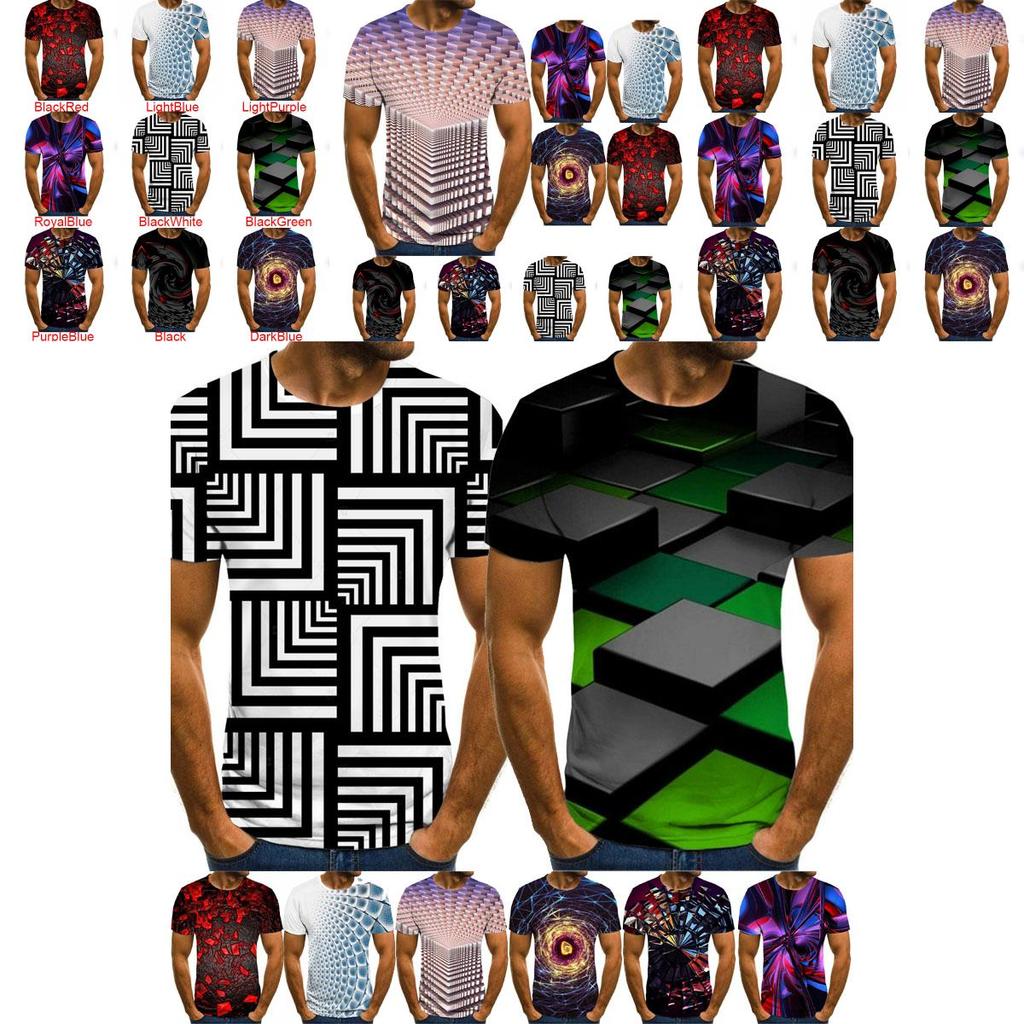 Men 3d Vortex Psychedelic Printed T-shirts Soft Breathable Short Sleeve Tee Tops