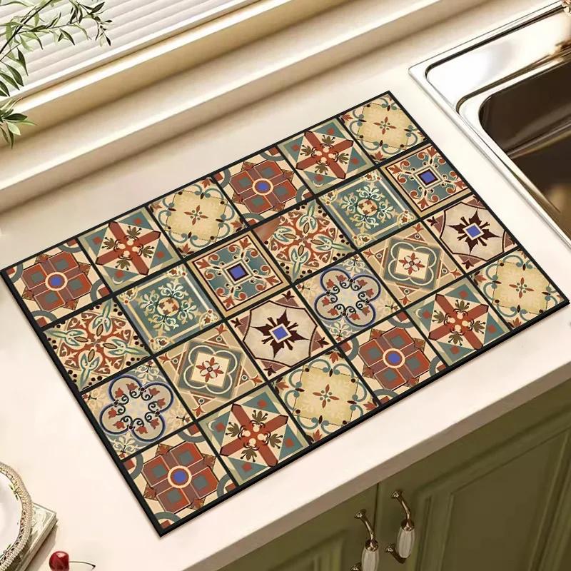 Bulaşık Kurutmak İçin Drenaj Pedi Dekorasyon Matı Mutfak İçin Emici Bulaşık Matı Emici Bulaşık Kurutma Matı Mutfak Halı Malzemeleri