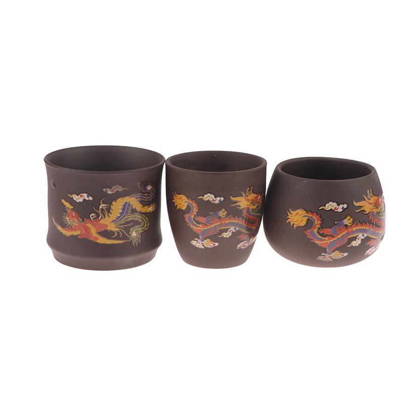 Drache Phönix Teetasse Chinesischer Stil Farbwechsel Lila Ton Teetasse Verbrühschutz Teebereiter Teeschale Trinkgeschirr Teeset