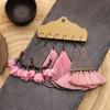 Bohemian Ladies Flower Tassel Geometric Earrings Set Pink Vacation Personality Vintage Jewelry Accessories Women