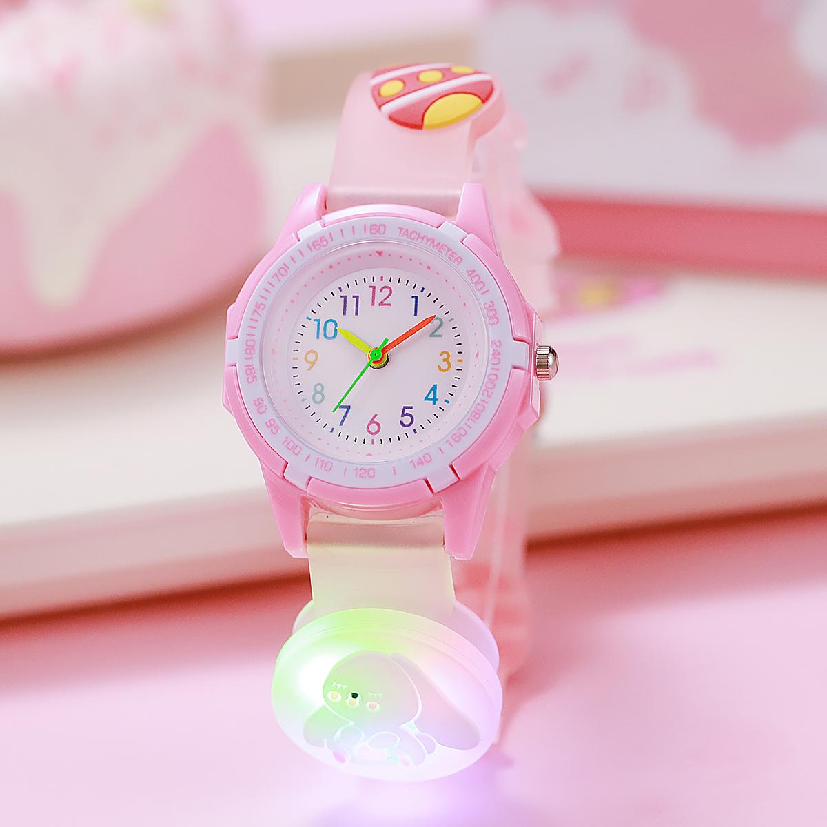 

Cute Creative Rabbit Egg Silicone Strap Color Dial Quartz Watch for Christmas and Halloween Gifts розовый