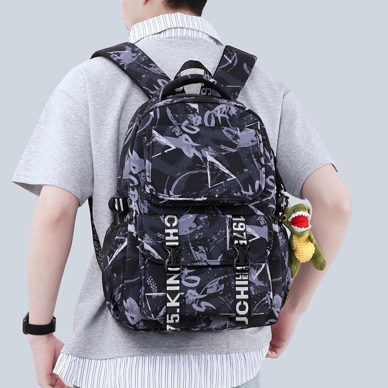 Schoolbag New Fashion Versatile Student Male Personality Simple Graffiti Letter Backpack Large Capacity High School Student Casual Backpack
