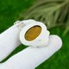 Natural Tiger Eye Gemstone Pendant 925 Sterling Silver Indian Jewelry For Women