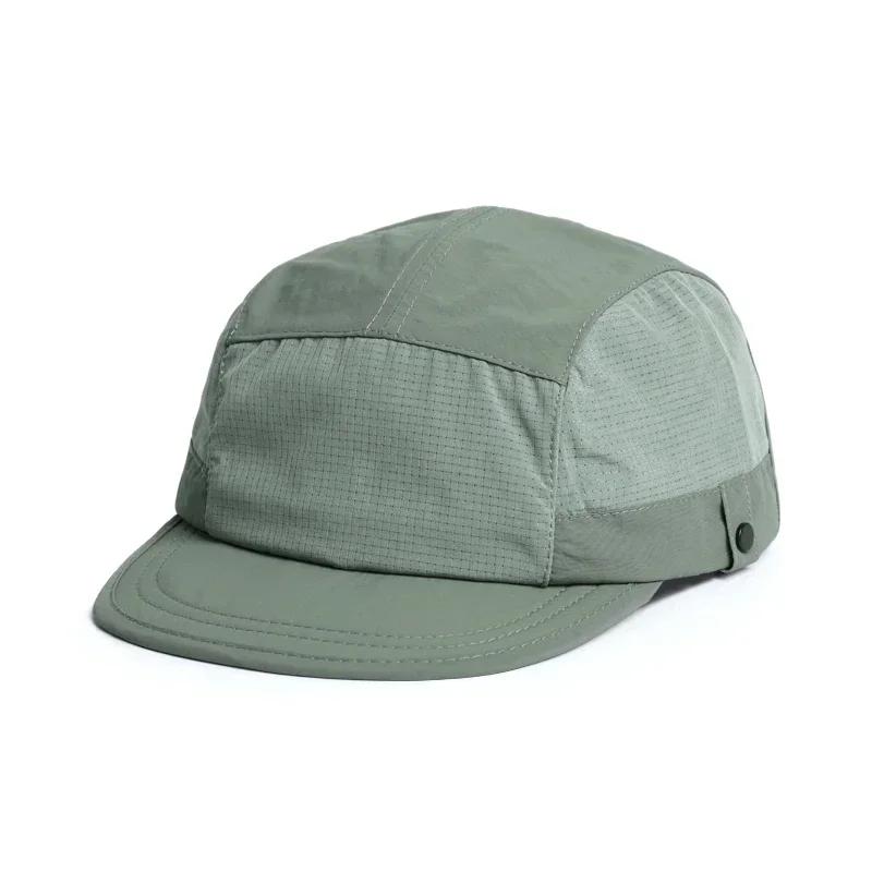 New Splicing Quick-Drying Flat-Brimmed Hats For Men And Women Summer Casual Sunscreen Japanese Retro 5-Panel Baseball Cap