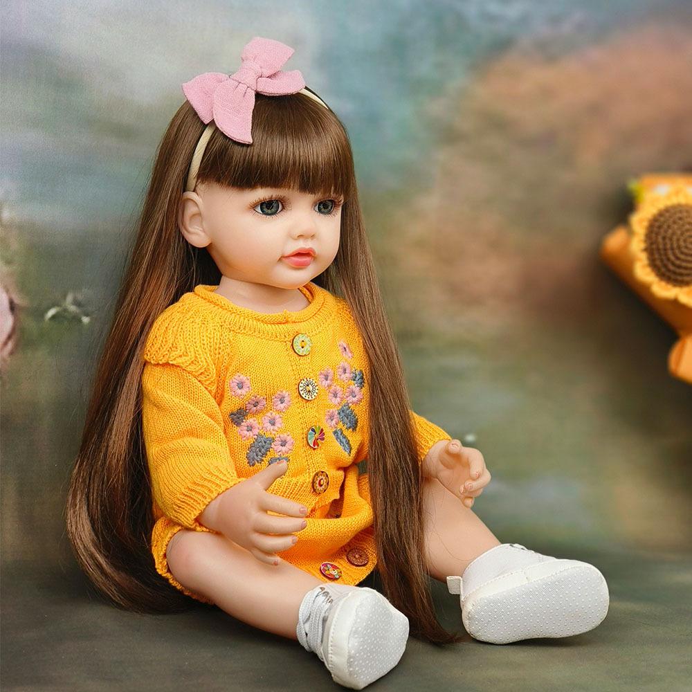 Adorable Betty Reborn Toddler Doll for Age 3+ Years Old Girl 22'' 55CM Silicone Full Body Long Pasted Hair Princess Realistic Newborn Baby Doll Toys
