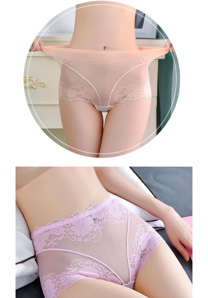 618 Spring/Summer Lace Mid-Waist Hip Lift Triangle Panties - Comfortable Plus Size Women's Underwear with Cotton Crotch