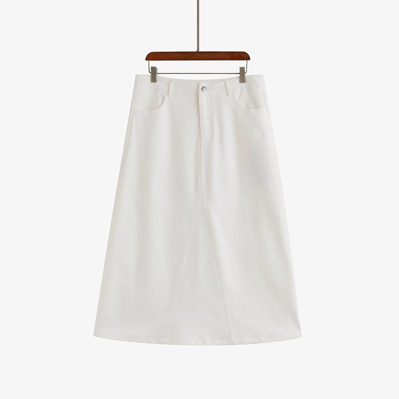 

Юбка А-силуэта с высокой талией, летний стиль, свободная и прикрывающая бедра юбка средней длины 4XL белый