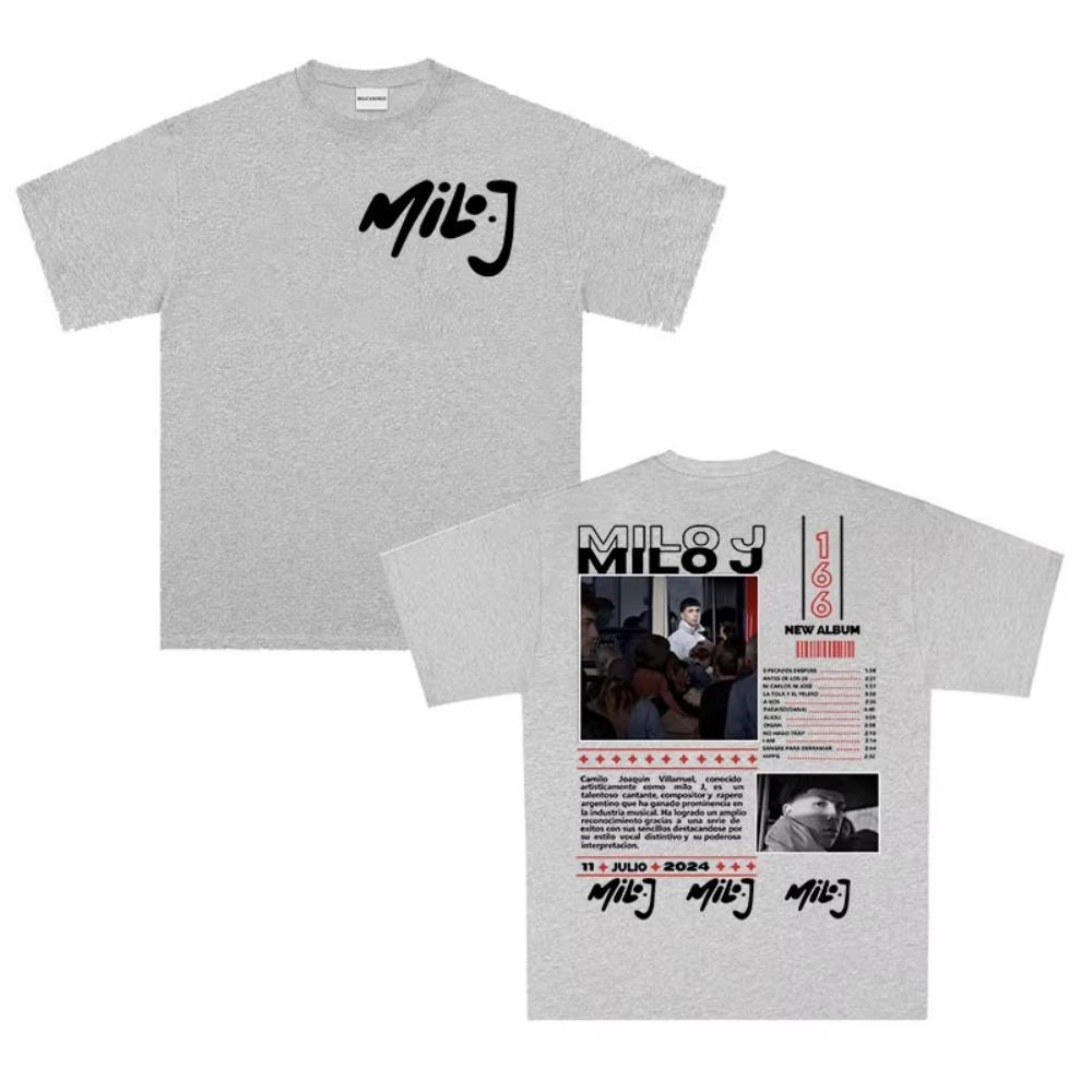 

Rapper Milo J 166 Tour 2026 Album T Shirts Men Women Retro High Quality Short Sleeve Tshirt Oversized Cotton TShirt Streetwear L