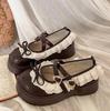 Designer Women's Mary Jane Shoes Elegant Butterfly-Knot Thick Heel Fashionable Party Dress Footwear Platform Tabis Lolita Shoes