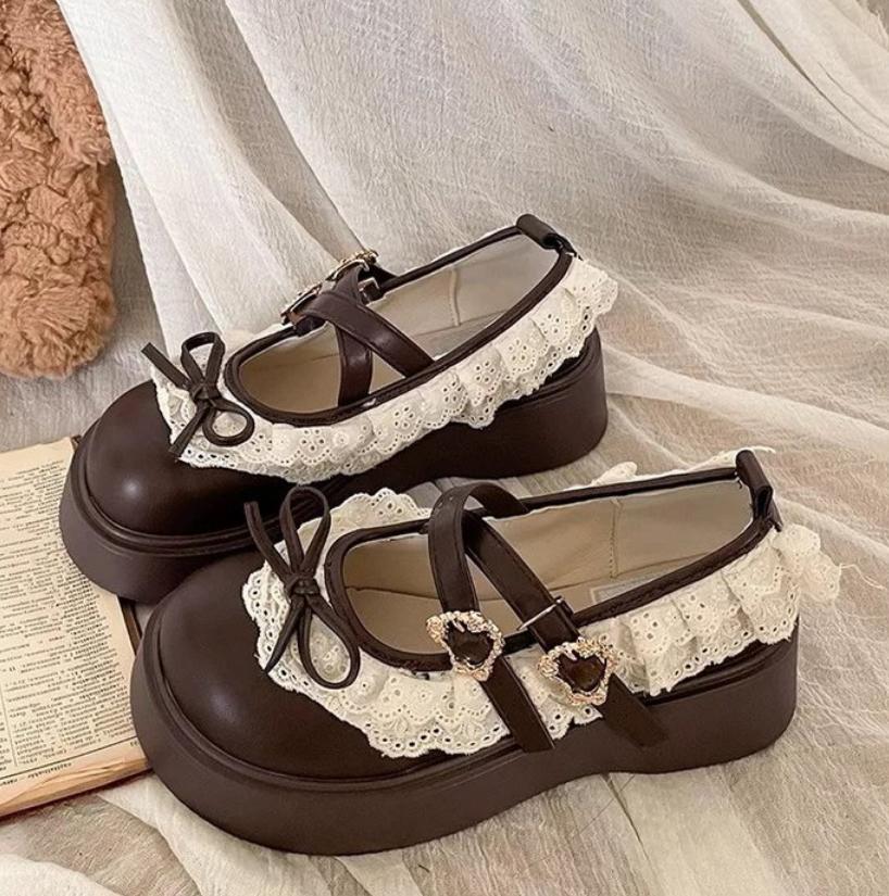 Designer Women's Mary Jane Shoes Elegant Butterfly-Knot Thick Heel Fashionable Party Dress Footwear Platform Tabis Lolita Shoes