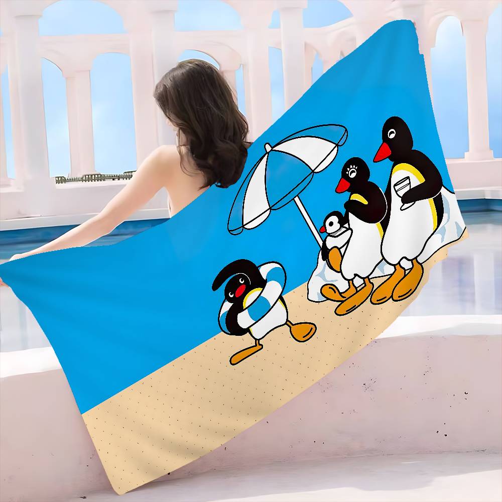 Funny P-PinguS Cute Cartoon Microfiber Blanket Quick Drying Beach Towels Oversized Printing Super Absorbent Pool Towel Blanket