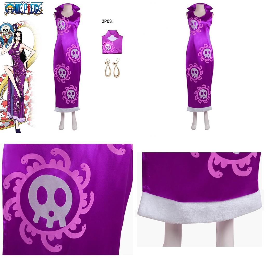 Costume Cosplay Boa Hancock di One Piece in Tessuto Raso per Festa di Halloween