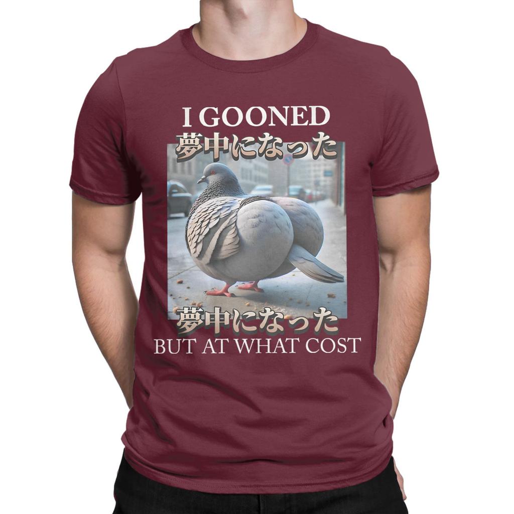 I Gooned But At What Cost Funny Pigeon Meme Cotton TShirt For Mens Summer TShirts Breathable Tee Shirt Plus Size Clothing